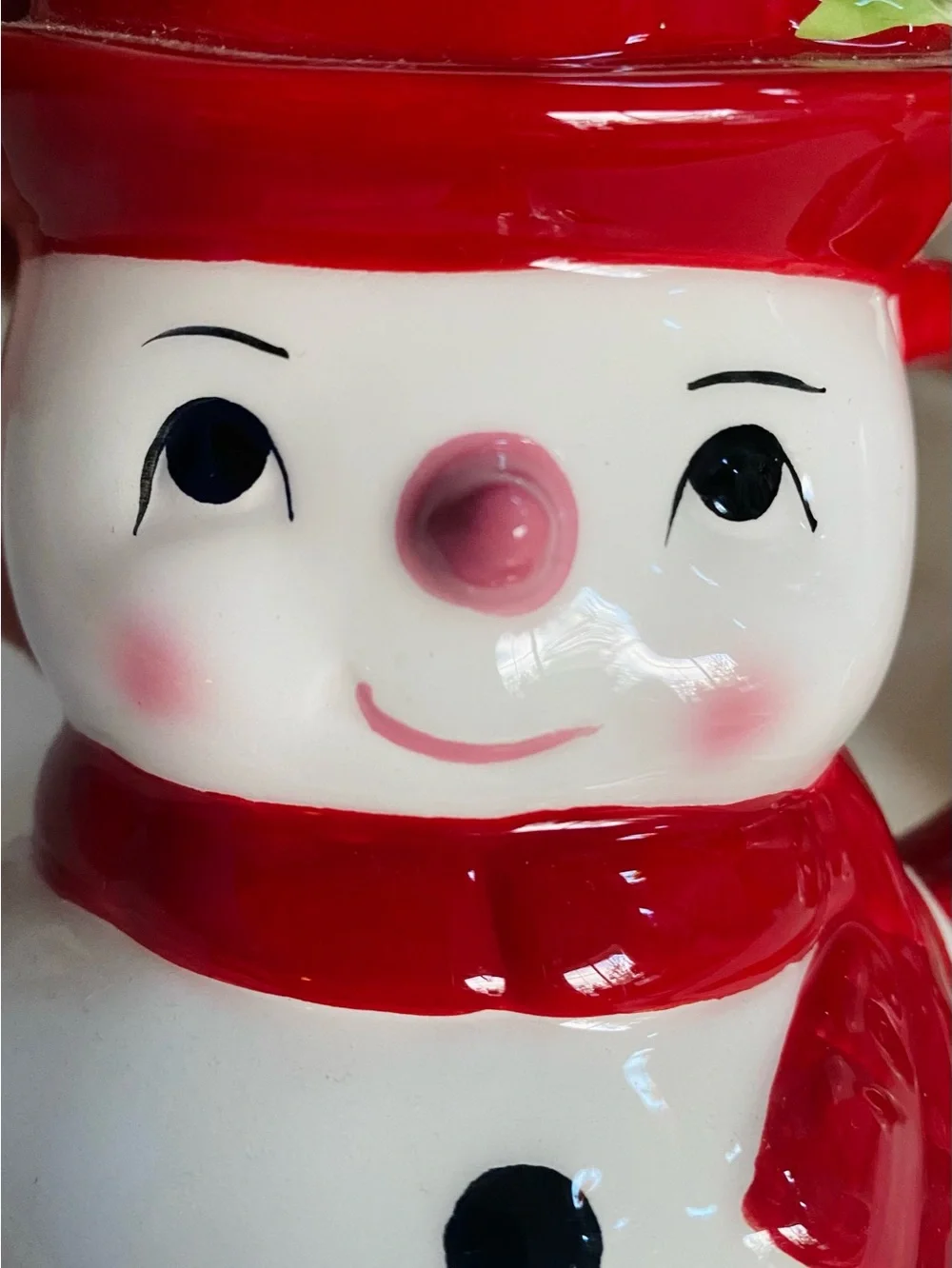 VTG Pottery Barn Snowman Figural Mugs Set of 4 Holiday Christmas Cups